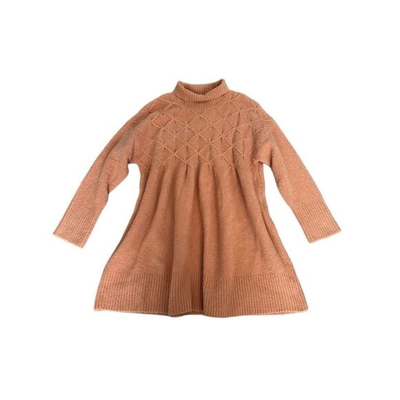 Free People Jaci Sweater Dress S Long Sleeve Mock Neck Knit Textured Wool “Doe” - Picture 3 of 16
